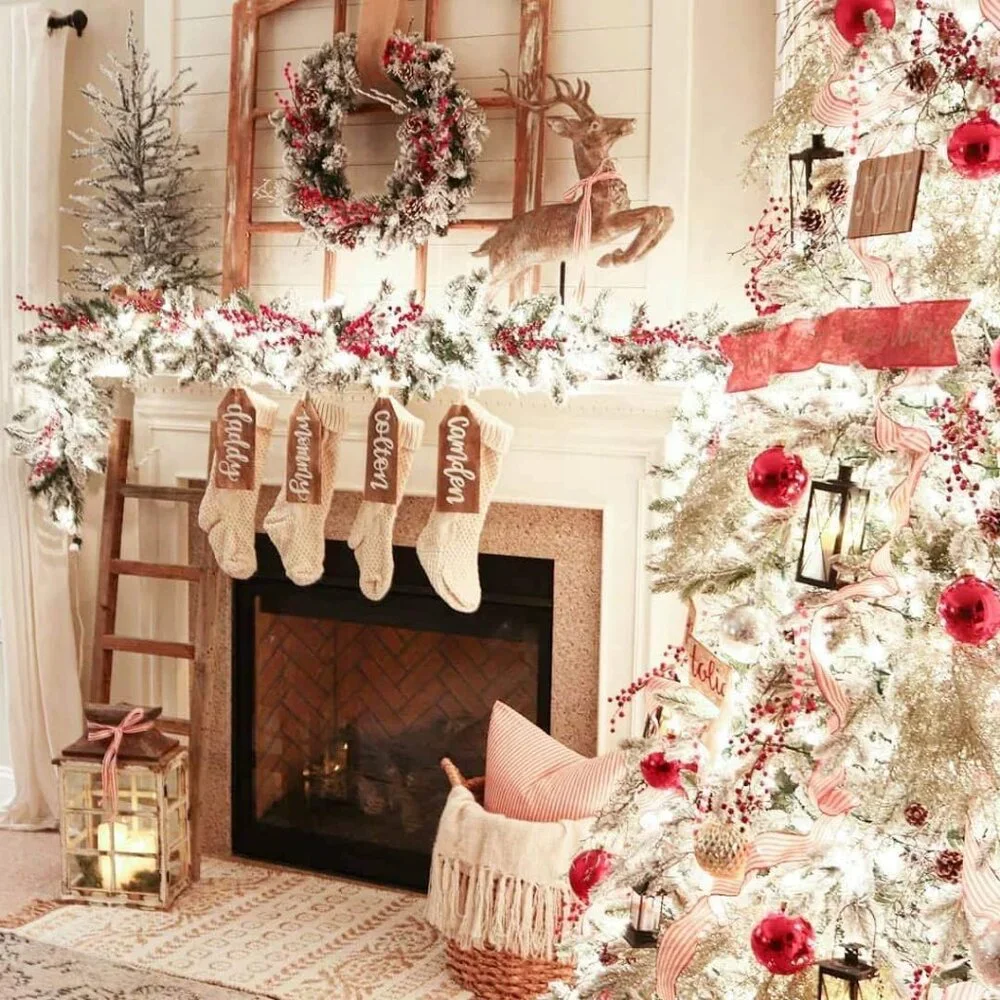 4 Pack Christmas Large Size Cable Knitted Stocking Gifts & Decorations 18 INCHES